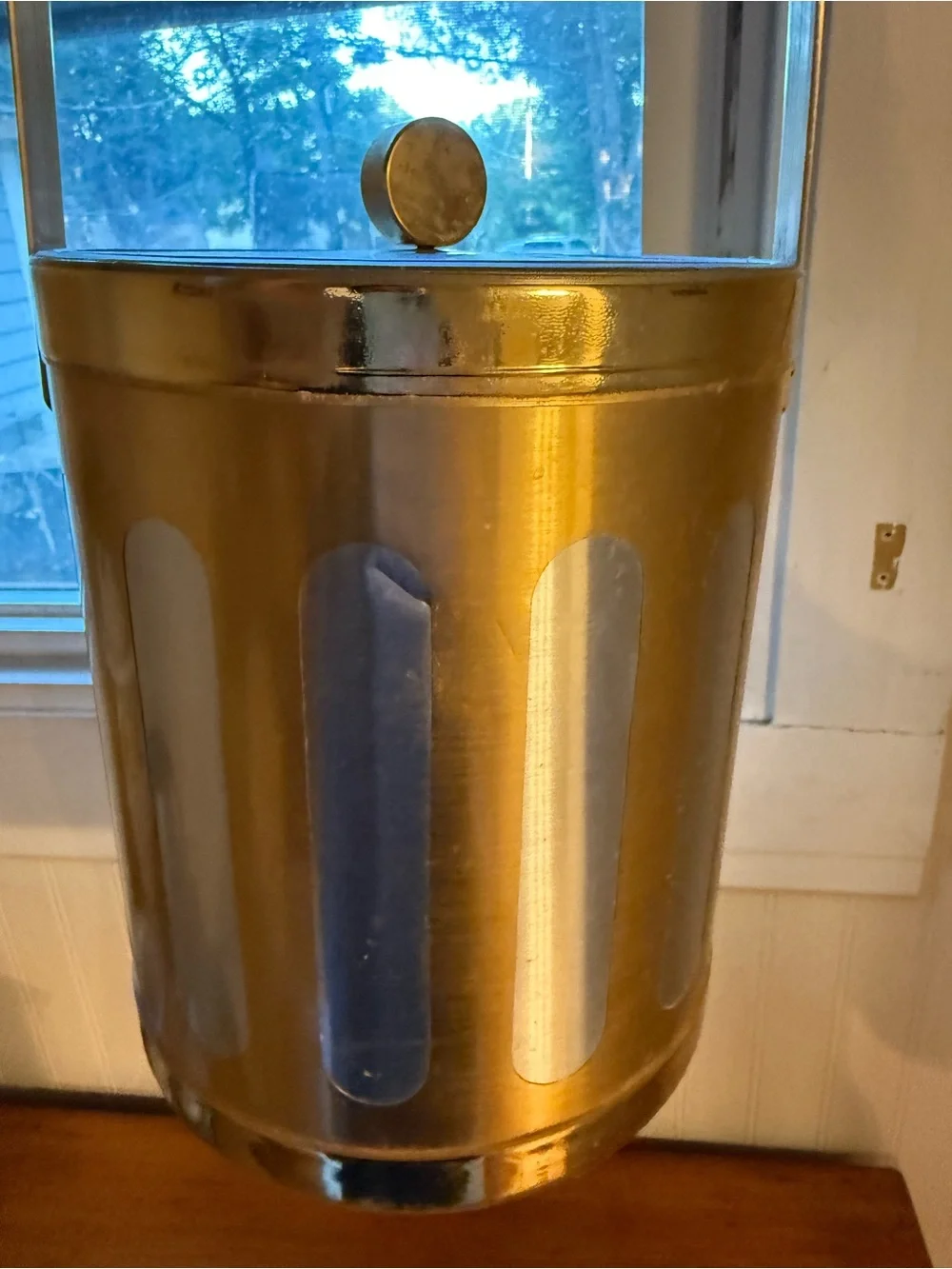 Vintage Georges Briard Mid-Century Modern Gold Metallic Ice Bucket with Handle